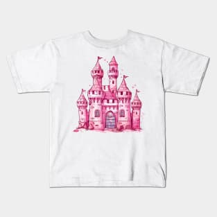 Magical Pink Castle Fairytale Princess Castle Queen Castle Kids T-Shirt